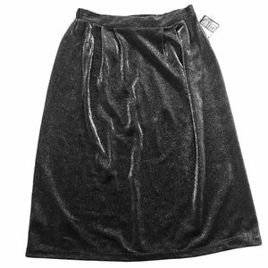 VINTAGE Black Metallic Midi Skirt By Carroll Reed NWT